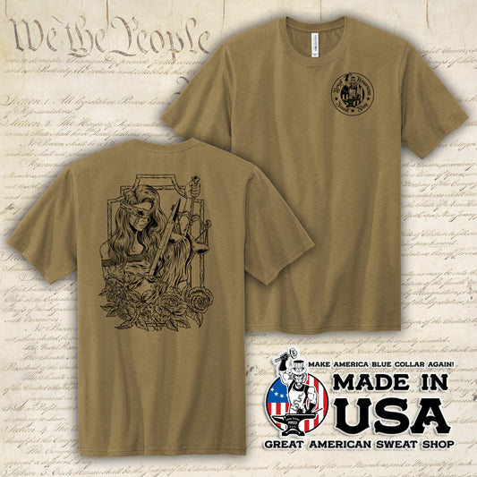 Lady Justice - Coyote Brown Tri-Blend Tee