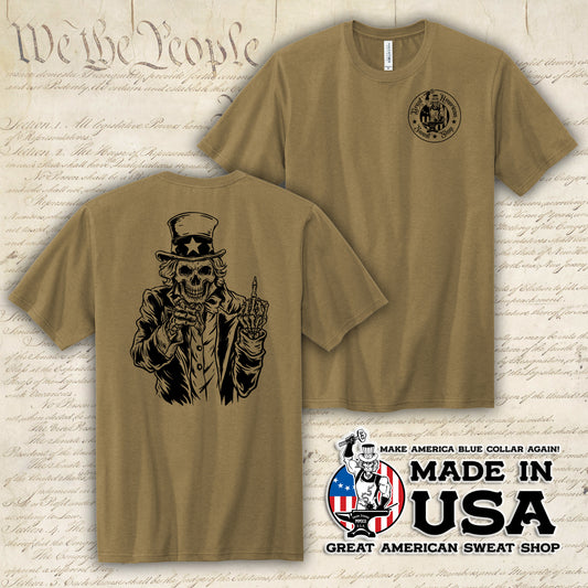 Uncle Sam Flip Off - Coyote Brown Tri-Blend Tee