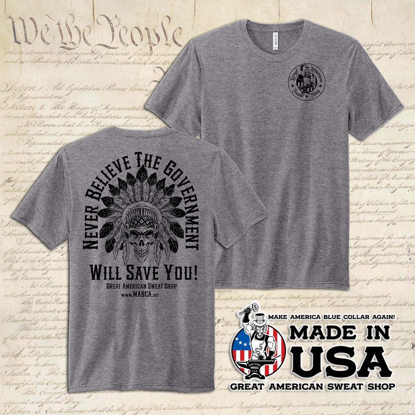 Never Believe The Government - Gray Tri-Blend Tee