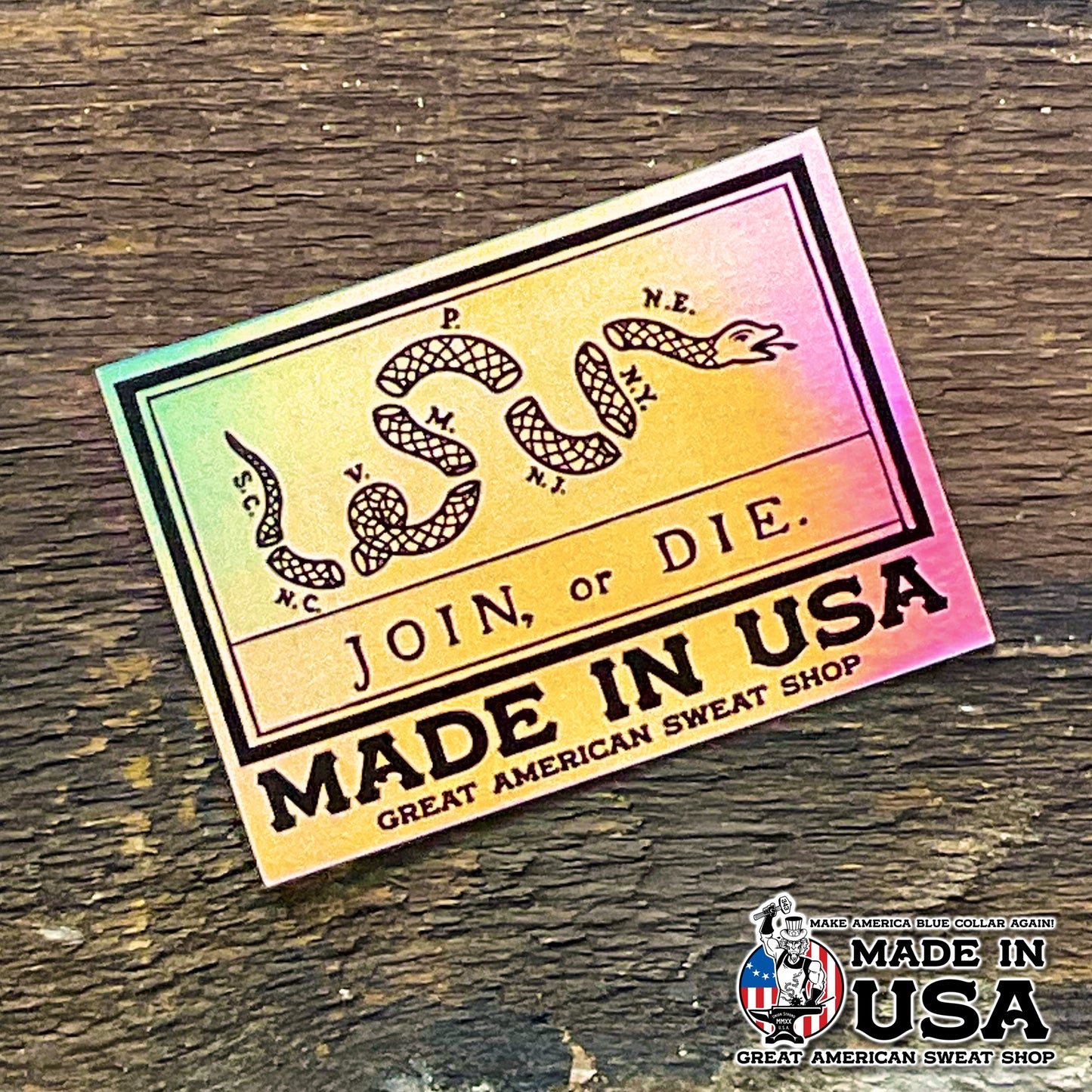 Holographic Sticker - Join or Die Flag