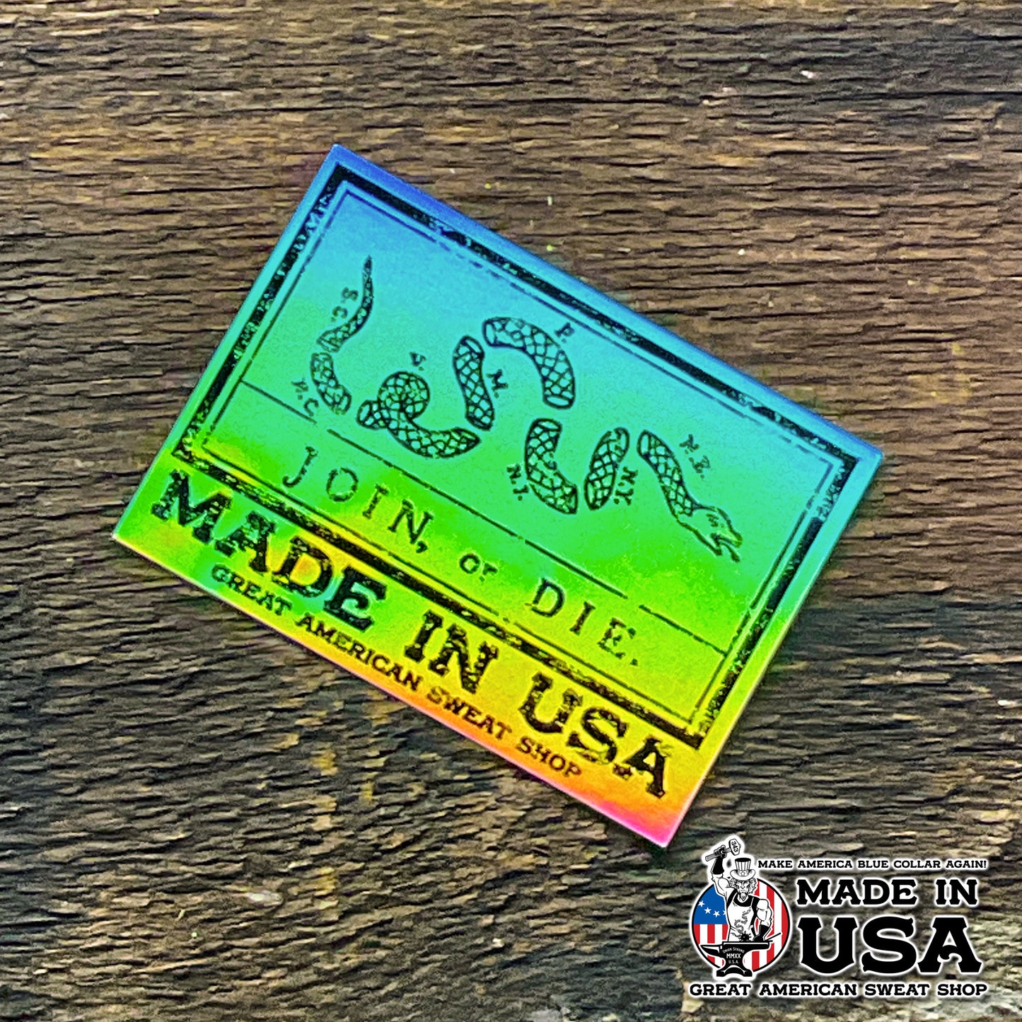 Holographic Sticker - Join or Die Flag