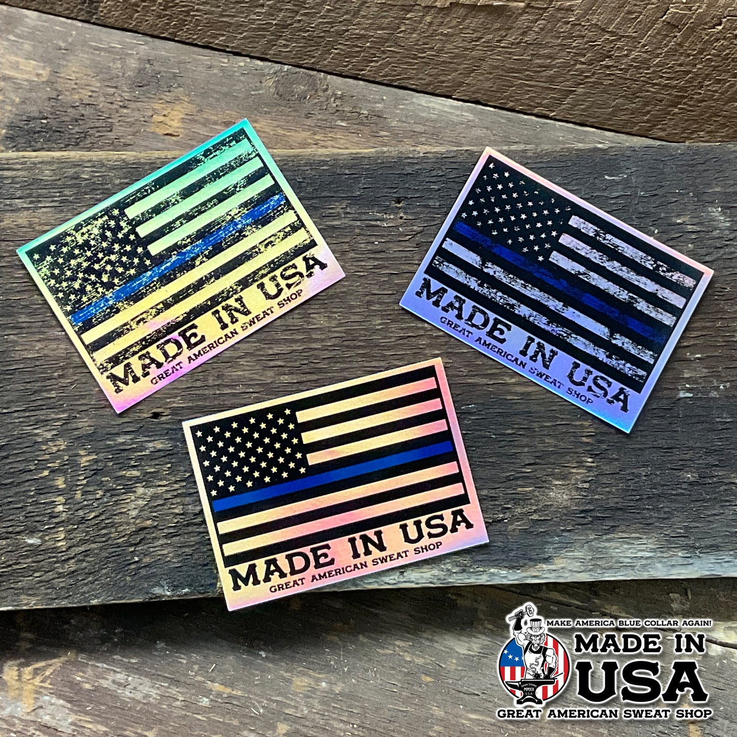 Holographic Sticker - Thin Blue Line US Flag