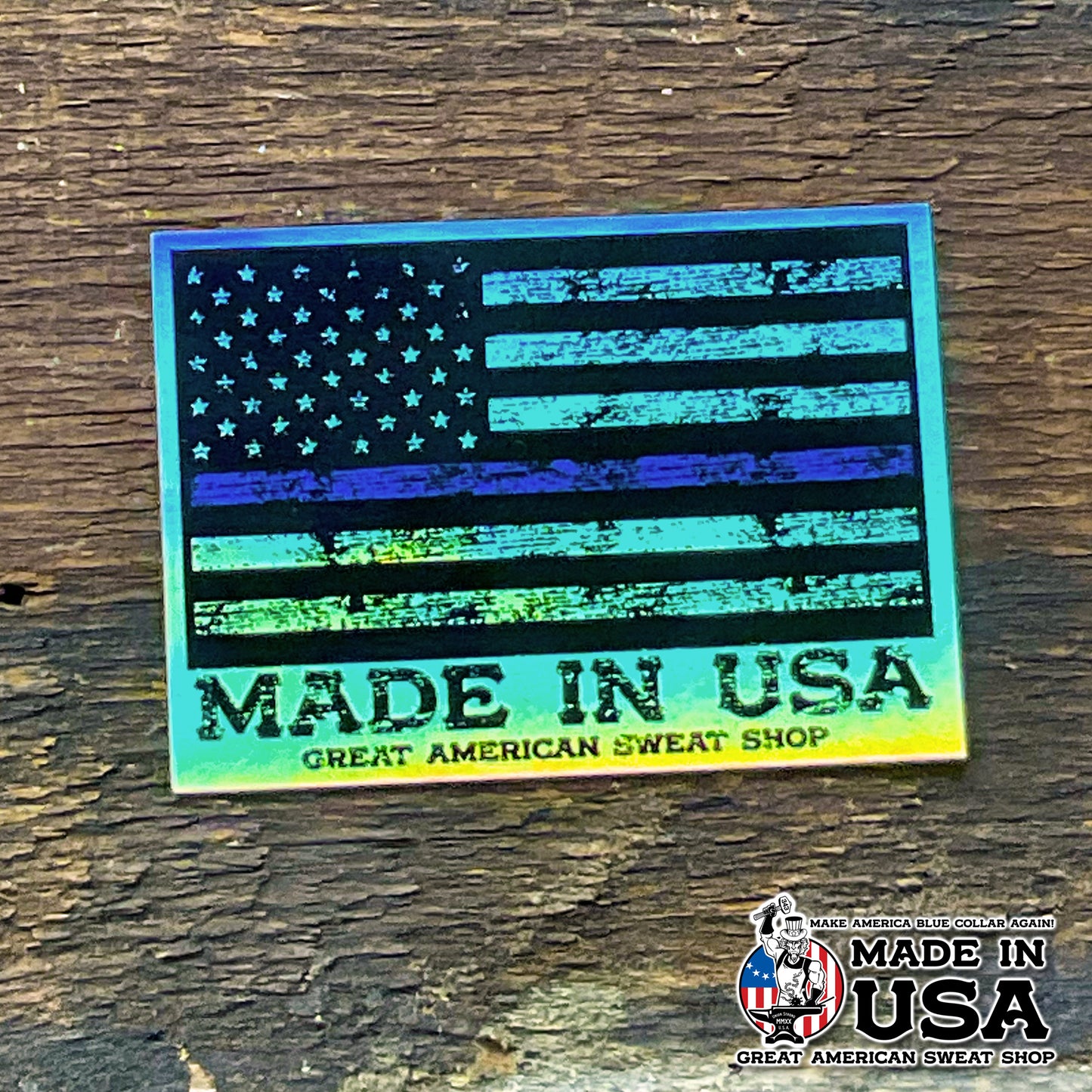 Holographic Sticker - Thin Blue Line US Flag