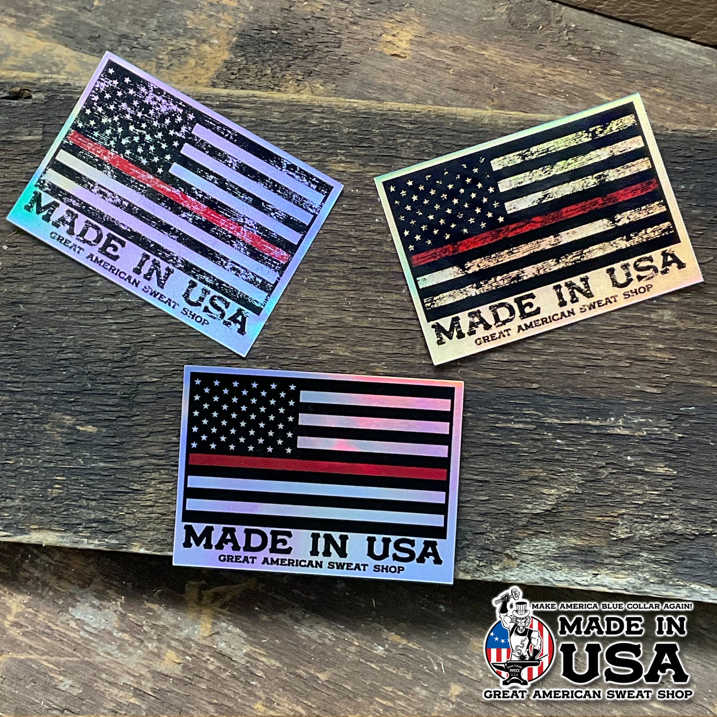 Holographic Sticker - Thin Red Line US Flag