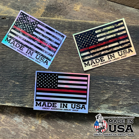 Holographic Sticker - Thin Red Line US Flag