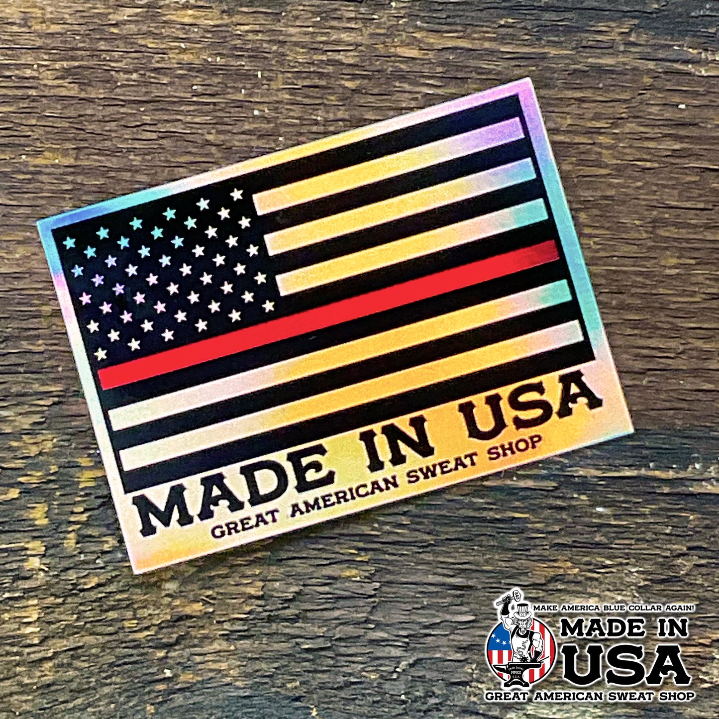 Holographic Sticker - Thin Red Line US Flag