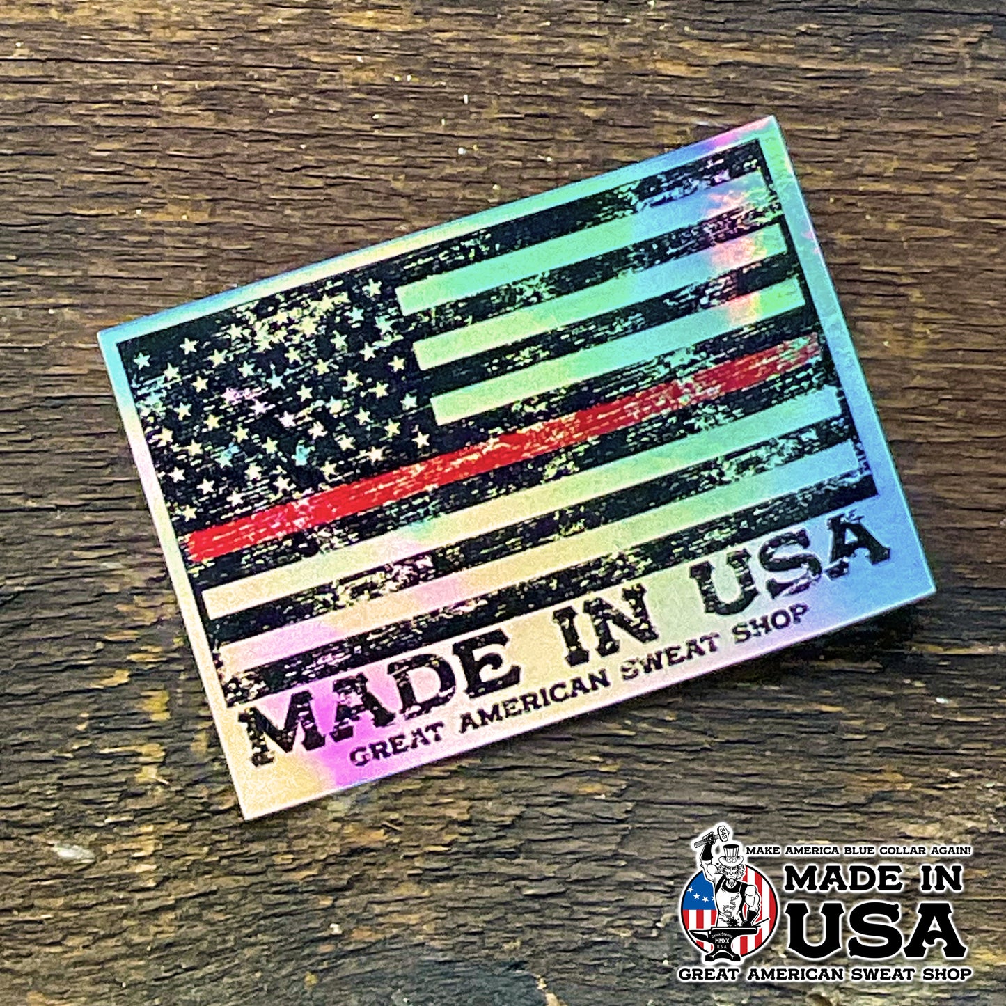 Holographic Sticker - Thin Red Line US Flag