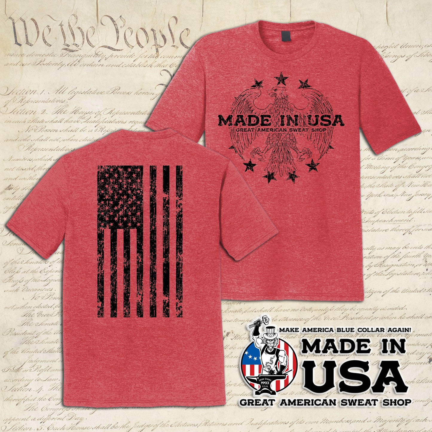 Made in USA - Red Tri-Blend Tee